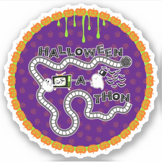 Halloweenathon Game Board Cirkel met Geesten Sticker (Voorkant)