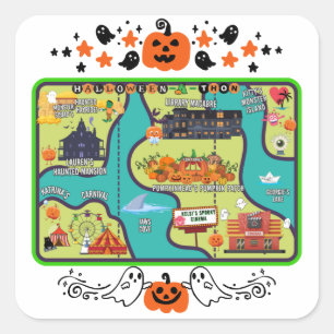 Halloweenathon Kaart 1 Vierkante Sticker