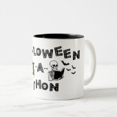Halloweenathon Logo met Skele Tweekleurige Koffiemok (Voorkant rechts)