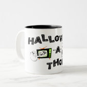 Halloweenathon Logo met Skele Tweekleurige Koffiemok (Voorkant links)