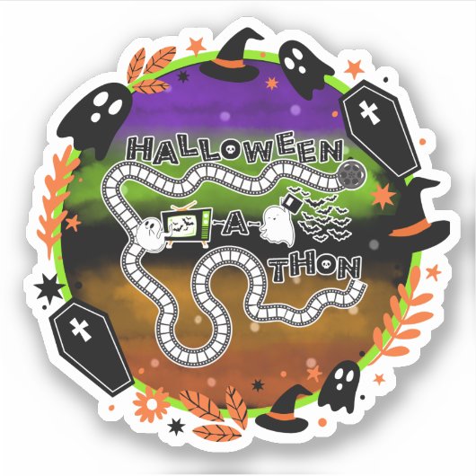 Halloweenathon Multicolour Board Ronde Sticker (Voorkant)