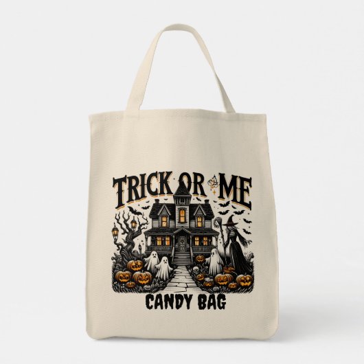 Halloweenavond: heksen en pompoenen tote bag (Achterkant)
