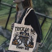 Halloweenavond: heksen en pompoenen tote bag