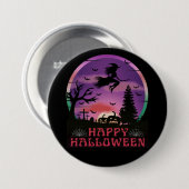HALLOWEENAVOND KERKHOF Heks Ronde Button 7,6 Cm (Voorkant /achterkant)