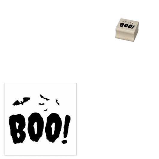 Halloweenbatts en Boo Script Rubberstempel (Gestempeld)