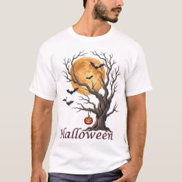 Halloweenboom en pompoen Jack-o'-Lantern T-shirt