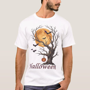 Halloweenboom en pompoen Jack-o'-Lantern T-shirt