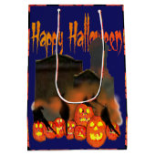 HalloweenCadeauzak met pompoenen en merels Medium Cadeauzakje (Achterkant)