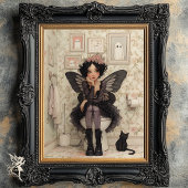 Halloweenfee en kat in toiletdecoupage tissuepapier