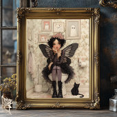 Halloweenfee en kat in toiletdecoupage tissuepapier