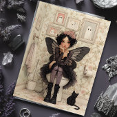 Halloweenfee en kat in toiletdecoupage tissuepapier