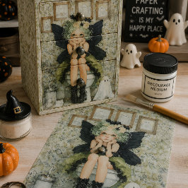 Halloweenfee en spook in toilet decoupage tissuepapier