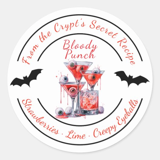 Halloweenfeest | Behekst Blood-cocktail | Griezele Ronde Sticker (Voorkant)