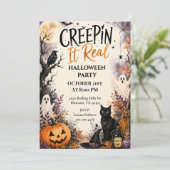 Halloweenfeest 'Creepin' It Real' Kaart (Staand voorkant)