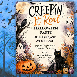 Halloweenfeest 'Creepin' It Real' Kaart