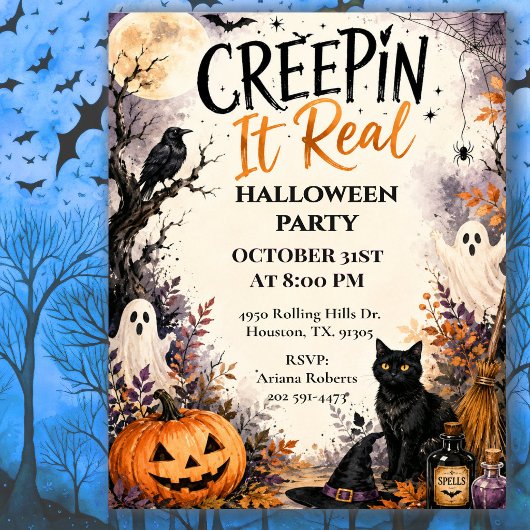 Halloweenfeest 'Creepin' It Real' Kaart