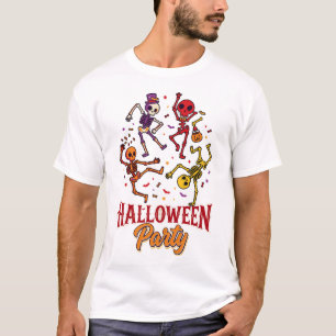 Halloweenfeest Dansende Skeletten Vleermuizen Conf T-shirt