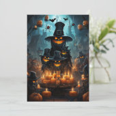 Halloweenfeest Donkere Griezelfeest Pompoenen Vlee Kaart (Staand voorkant)