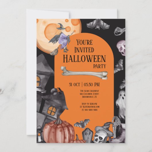 Halloweenfeest Eet Drink Wees eng Kaart (Voorkant)