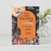 Halloweenfeest Eet Drink Wees eng Kaart (Staand voorkant)