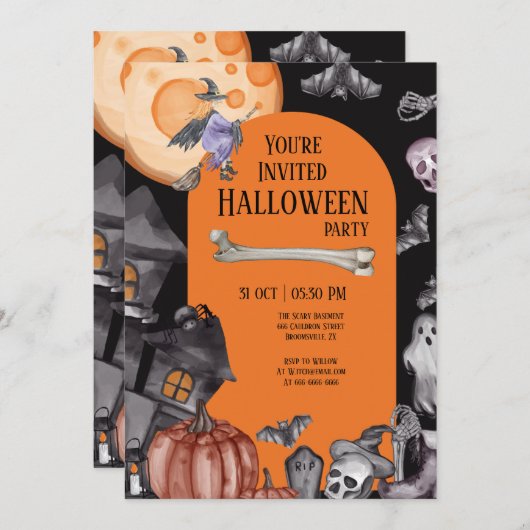 Halloweenfeest Eet Drink Wees eng Kaart (Voorkant / Achterkant)