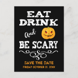 Halloweenfeest Eet, Drink & Wees eng Pumpkin Face Aankondigingskaart