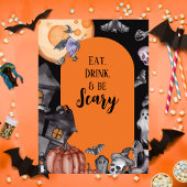 Halloweenfeest Eet Drink Wees Schrikbarend Kaart