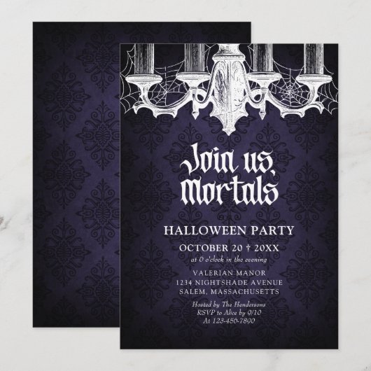 Halloweenfeest Elegant Gothic Kaart (Voorkant / Achterkant)