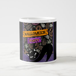 Halloweenfeest en Zwarte Kat Grote Koffiekop