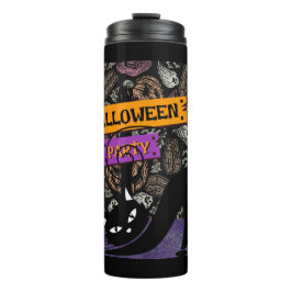Halloweenfeest en Zwarte Kat Thermosbeker