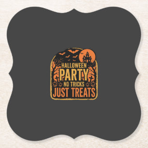 Halloweenfeest Geen Streken Alleen Treats Ontwerp_ Kartonnen Onderzetters