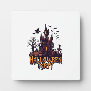 Halloweenfeest Geheime Kasteel Pompoenen Vleermuiz Fotoplaat