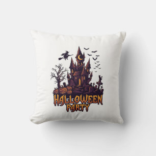 Halloweenfeest Geheime Kasteel Pompoenen Vleermuiz Kussen
