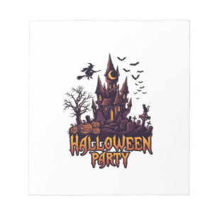 Halloweenfeest Geheime Kasteel Pompoenen Vleermuiz Notitieblok
