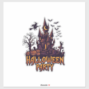Halloweenfeest Geheime Kasteel Pompoenen Vleermuiz Sticker