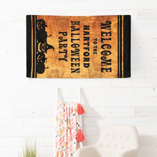 Halloweenfeest gepersonaliseerd welkom spandoek (Insitu)