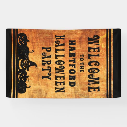 Halloweenfeest gepersonaliseerd welkom spandoek (Horizontaal)