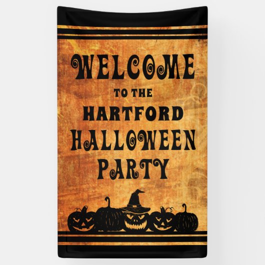 Halloweenfeest gepersonaliseerd welkom spandoek (Verticaal)