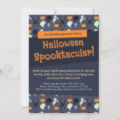 Halloweenfeest Ghost Pumpkin & Spider Pixel Art Kaart (Voorkant)