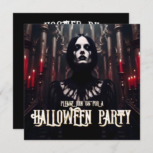Halloweenfeest - Gothic Dark Invitation (Voorkant / Achterkant)