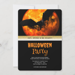 Halloweenfeest gothic vleermuis uitnodiging