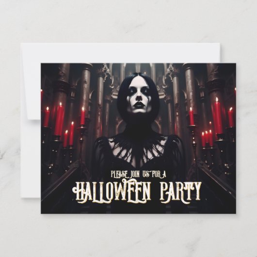 Halloweenfeest – Gotische Donkere Uitnodiging (Voorkant)