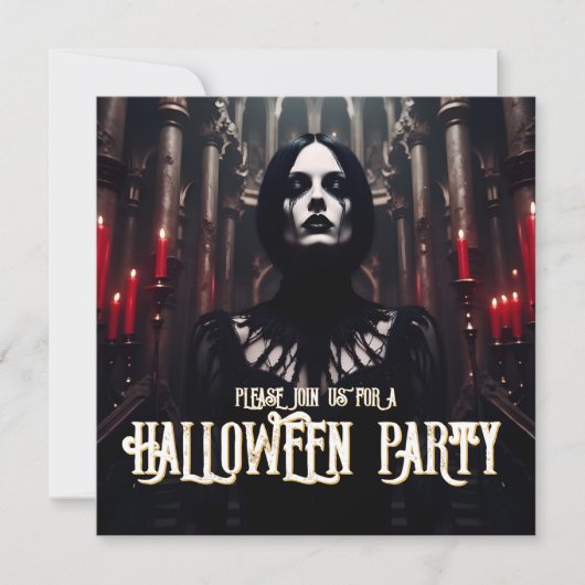 Halloweenfeest – Gotische Donkere Uitnodiging (Voorkant)