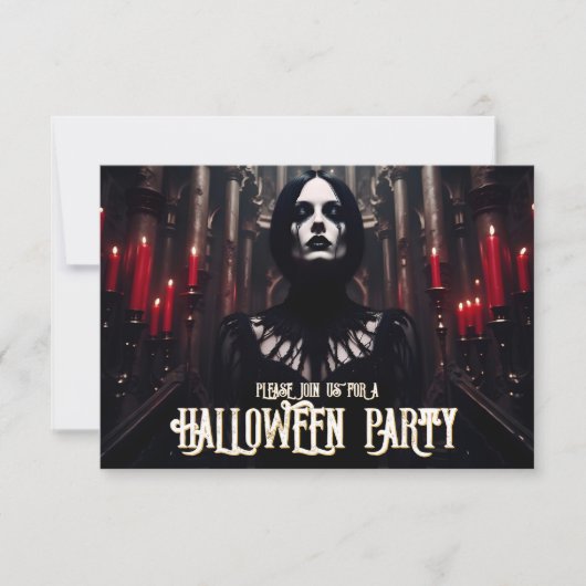 Halloweenfeest – Gotische Donkere Uitnodiging (Voorkant)