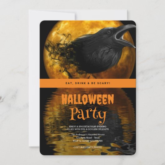 Halloweenfeest Gotische Kraai Kaart (Voorkant)