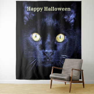 Halloweenfeest Griezeldonker Kat Horror Nacht Wandkleed