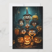 Halloweenfeest Griezelige Pompoenen Glimlachende W Kaart (Voorkant)