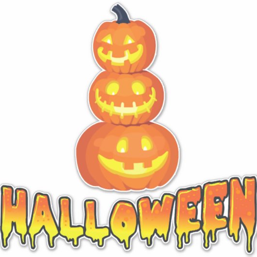 Halloweenfeest, Halloweenpompoenen Sticker (Voorkant)