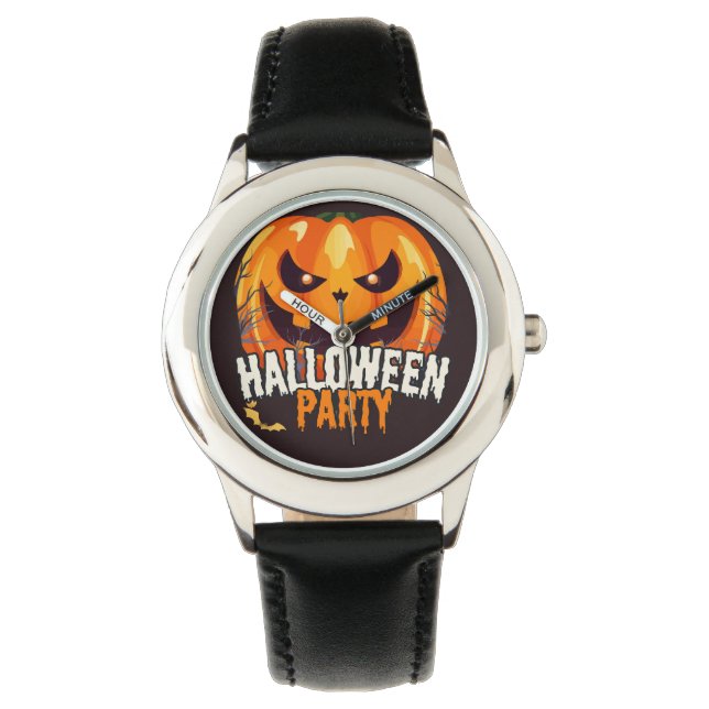 Halloweenfeest – Jack-o'-lantaarn ontwerp Horloge (Voorkant)