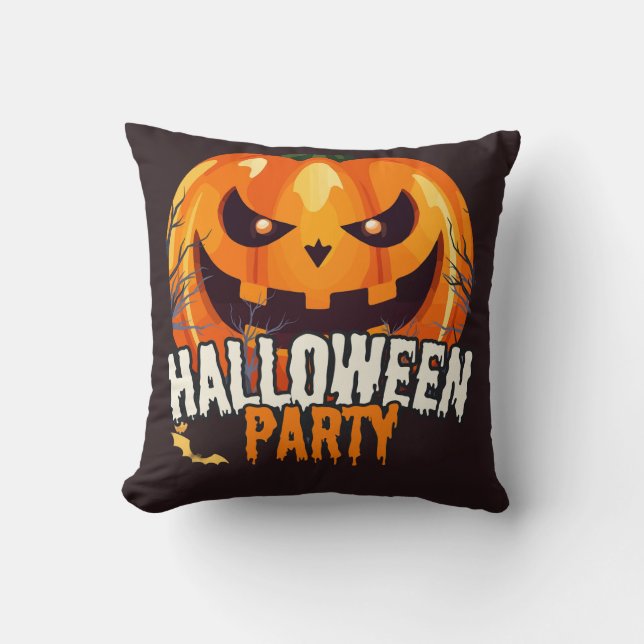 Halloweenfeest – Jack-o'-lantaarn ontwerp Kussen (Voorkant)